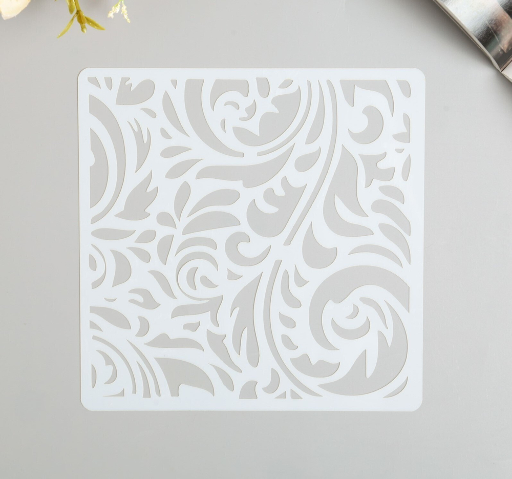 Трафарет пластик "Растительный узор" 15х15 см