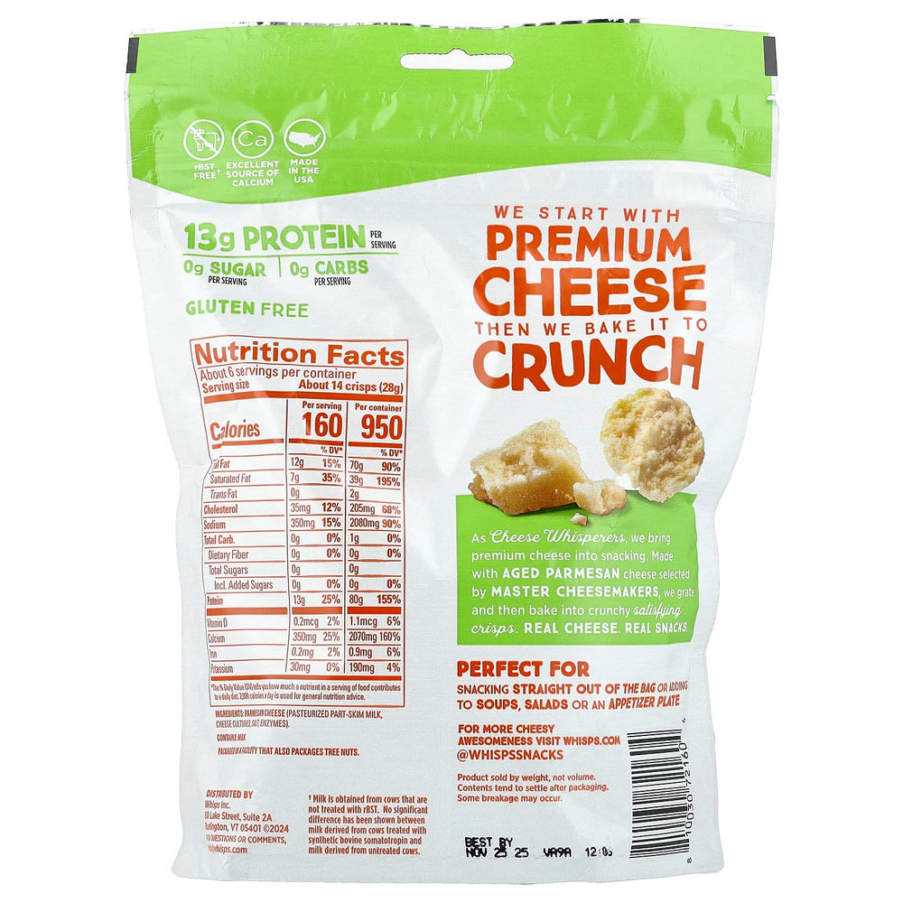 Whisps, чипсы с сыром, пармезан, 170 г (6 унций)