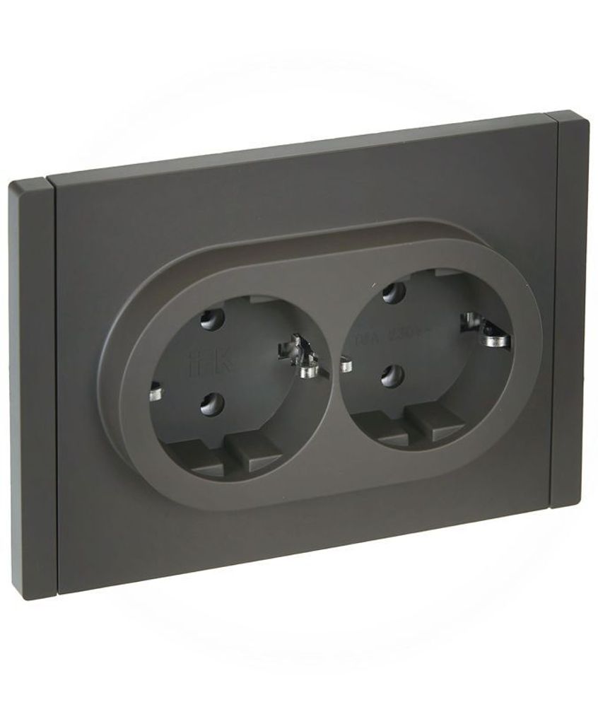 Розетка 2-м СП FORTE&amp;PIANO FP324 16А с заземл. без защ. шторок безвинт. крепл. сер. IEK FP-R21-16-1-K03