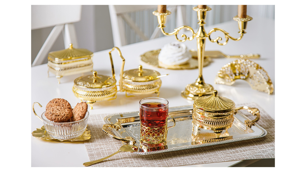 Стакан с подстаканником Queen Anne Античный золотой