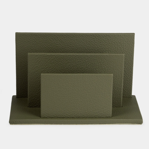 Подставка для визиток и бумаг из натуральной кожи теленка, зеленого цвета