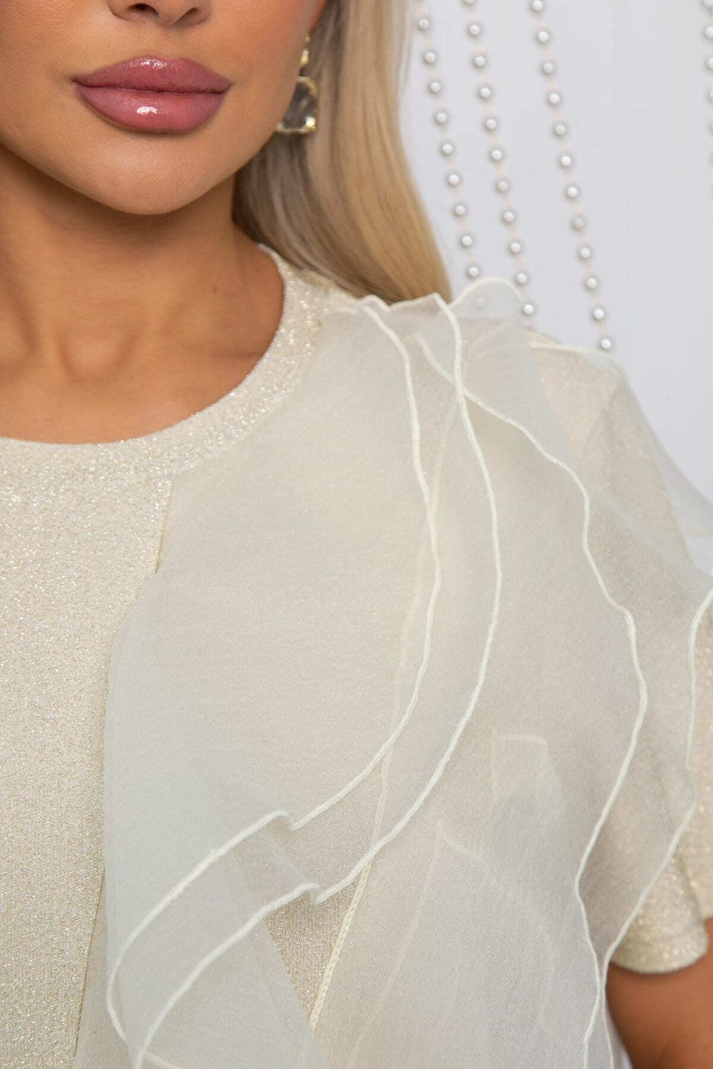 Блуза праздничная трикотажная Риана (бежевое золото) Б14619-5М LT Collection