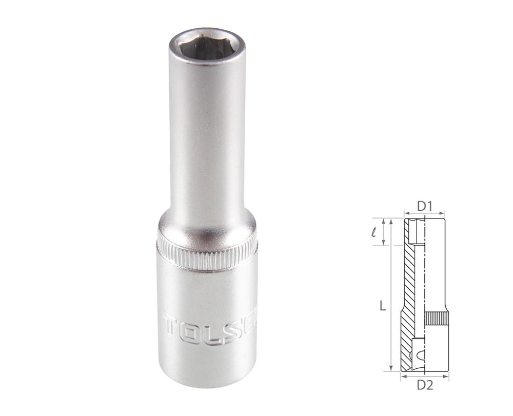 TOLSEN (TT16560) Головка торцевая глубокая шестигранная 1/2", 10 мм