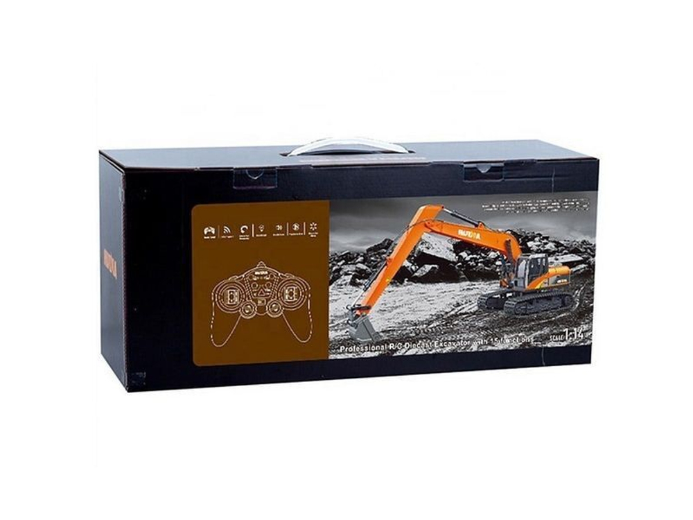 Радиоуправляемый экскаватор HUI NA TOYS, длиннорукий, оранжевый 2.4G 15CH 1/14 HN1551