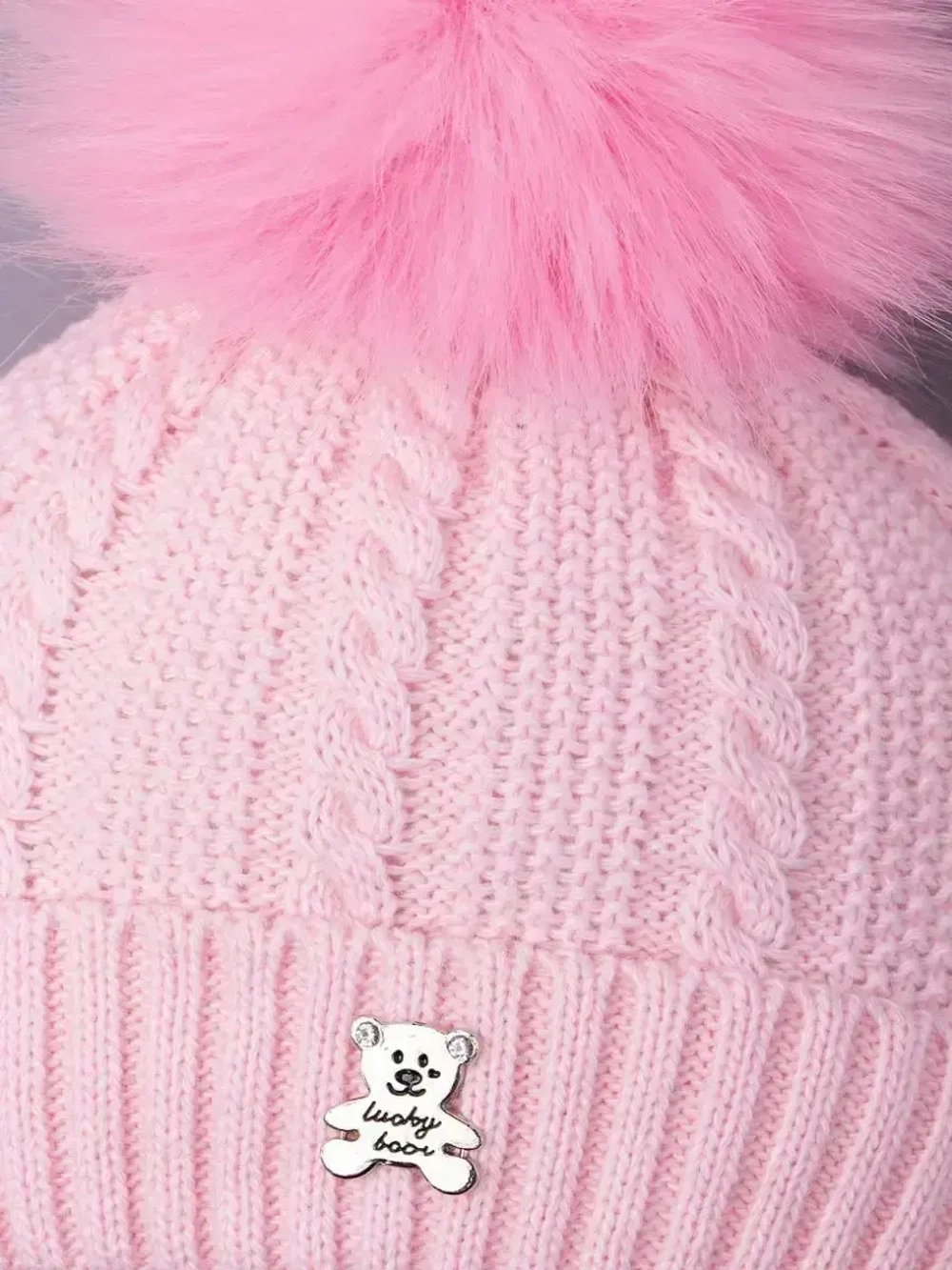 Шапка зимняя вязаная с помпоном для девочки