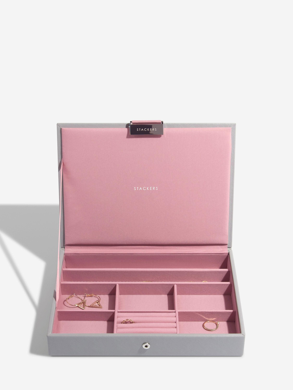 Органайзер для украшений и часов Stackers Classic Jewellery Box, 3 секции -Dove Grey & Rose (Navy Blue / темно-синий / Navy Blue / Органайзер с крышкой)