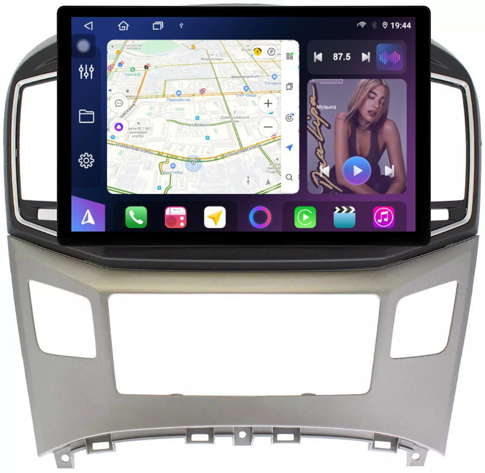 Магнитола для Hyundai H1, Grand Starex 2015-2022 (ШГУ монохром) - FarCar BX877 монитор 13" 2K QLED на Android 13, TS10, 6+128, CarPlay, 4G SIM-слот