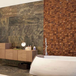 Деревянная мозаика для стен Wood Mosaic Спил Дуб цвет орех