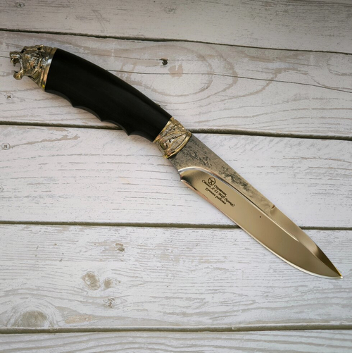 Кованый нож Кизляр "Волк" с художественным литьем (мельхиор)