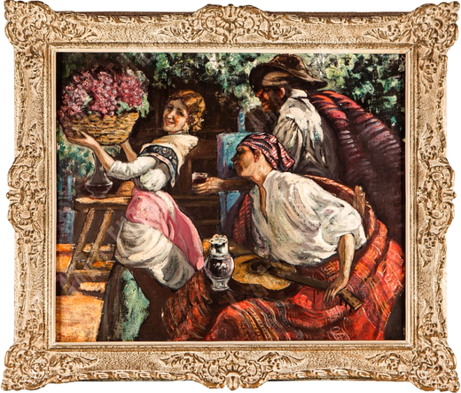 Н/х. Комплимент. Копия работы Хосе Монгрелла. Холст, масло. Испания, XX в.