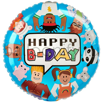 Фольгированная фигура, круг, HB Party Блоки Виртуальный мир S40,18"/46СМ