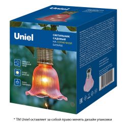 USL-S-838-PT100 PINK BELL Садовый светильник на солнечной батарее Розовый колокольчик. Подвесной. 4 светодиода. Теплый белый свет. 1xАА Ni-Mh аккумулятор в-к. IP44. TM Uniel