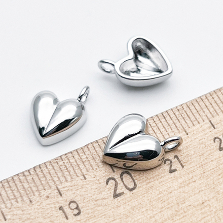 Подвеска Сердце, цвет серебро (родий), размер 14*10 мм, цена за 1 шт