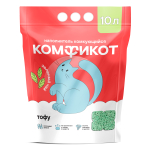 КОМФИКОТ Наполнитель тофу комкующийся зеленый чай, 10 л