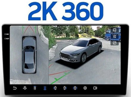 Магнитола в 9" рамку с функцией 360 - FarCar BX10-360-9712 монитор 10.36" 2K QLED на Android 13, 6+128Гб, CarPlay, 4G SIM-слот, 4 камеры в комплекте
