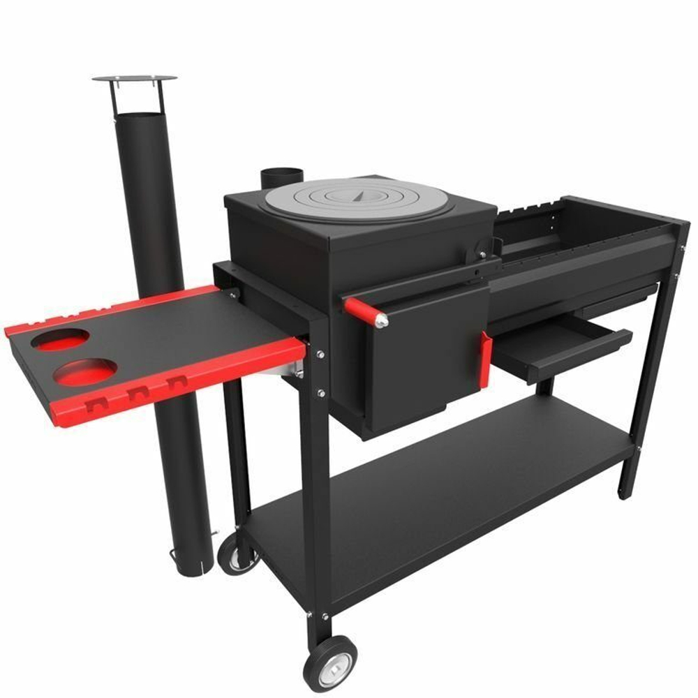 Печь-мангал Искандер «Комфорт Эйр» 360 с крышкой-барбекю нерж.