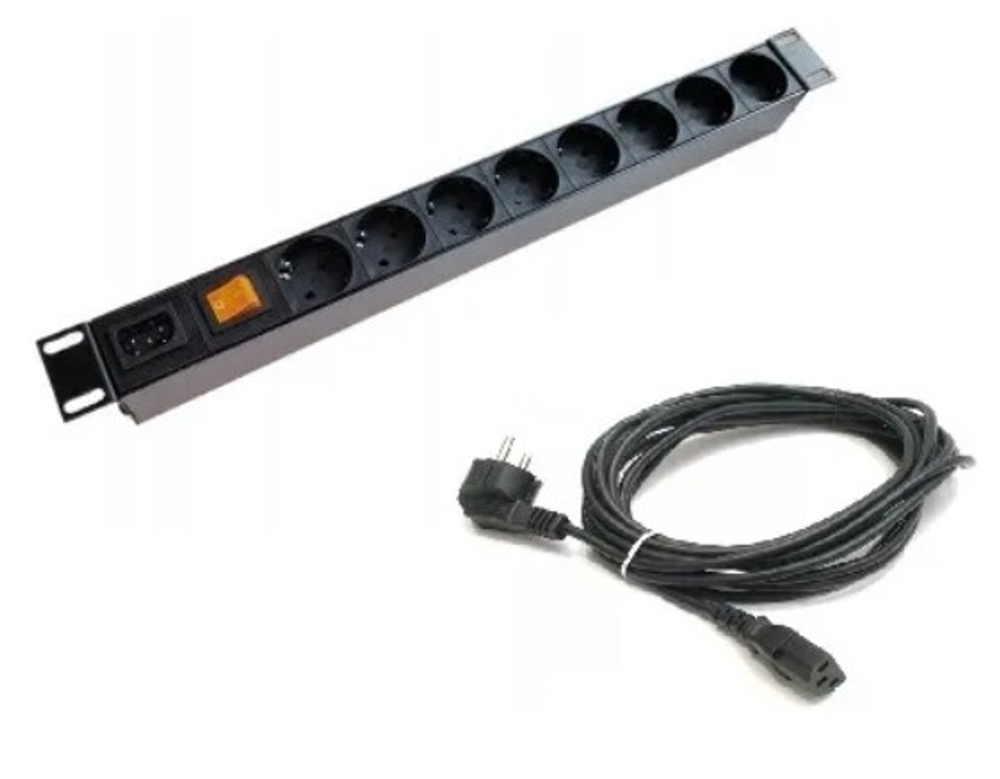 Блок розеток  QTECH QS-PDU-1U-16А-8Schuko-1C20