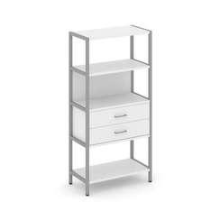 Shelf System Односекционный стеллаж четырехярусный с ящиками SN.STM-412 Белый/Металл Серый 810*400*1