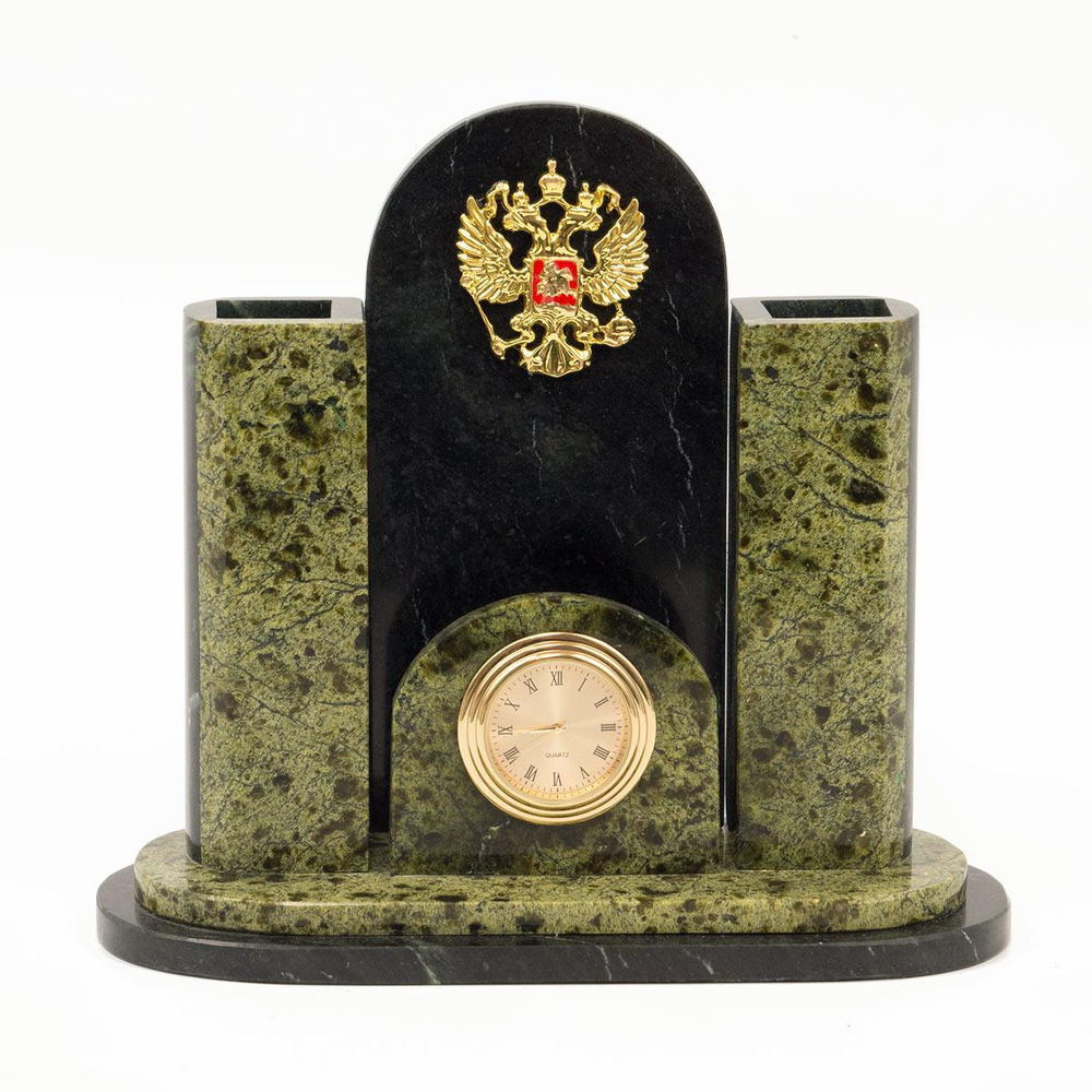 Часы "Герб" змеевик 180х75х170 мм 1290 гр. R116664