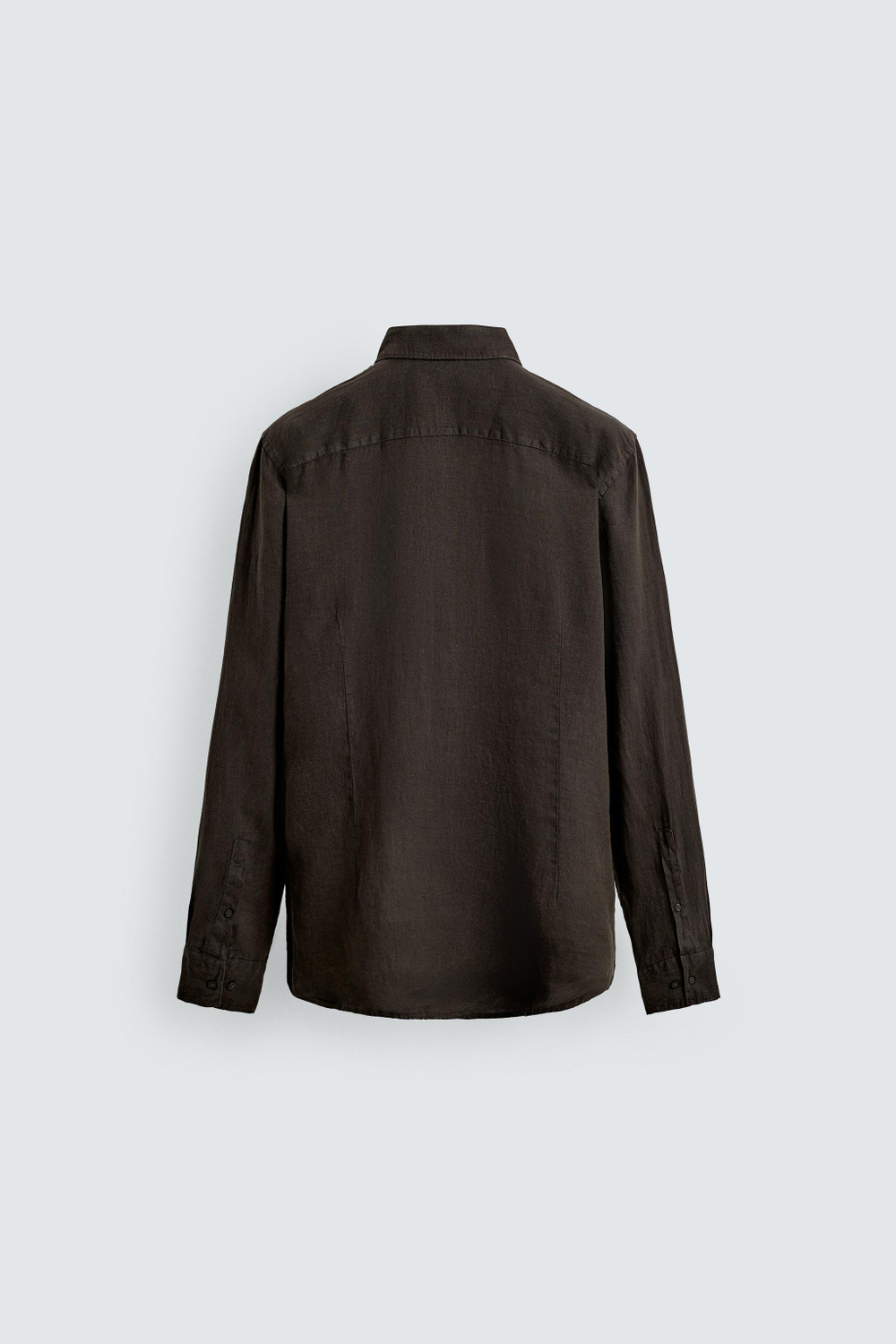 ZARA РУБАШКА REGULAR FIT ИЗ 100% ЛЬНА, ШОКОЛАДНЫЙ