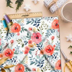 Ткань премиум таффета полевые акварельные цветы