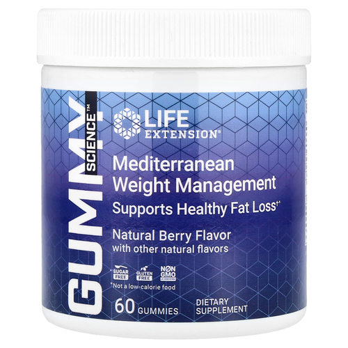 Life Extension, Gummy Science ™, средиземноморское средство для контроля веса, натуральные ягоды, 60 жевательных таблеток