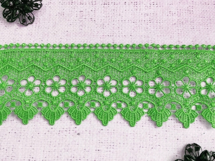 Кружево плетеное, ш. 7,8 см, зеленый