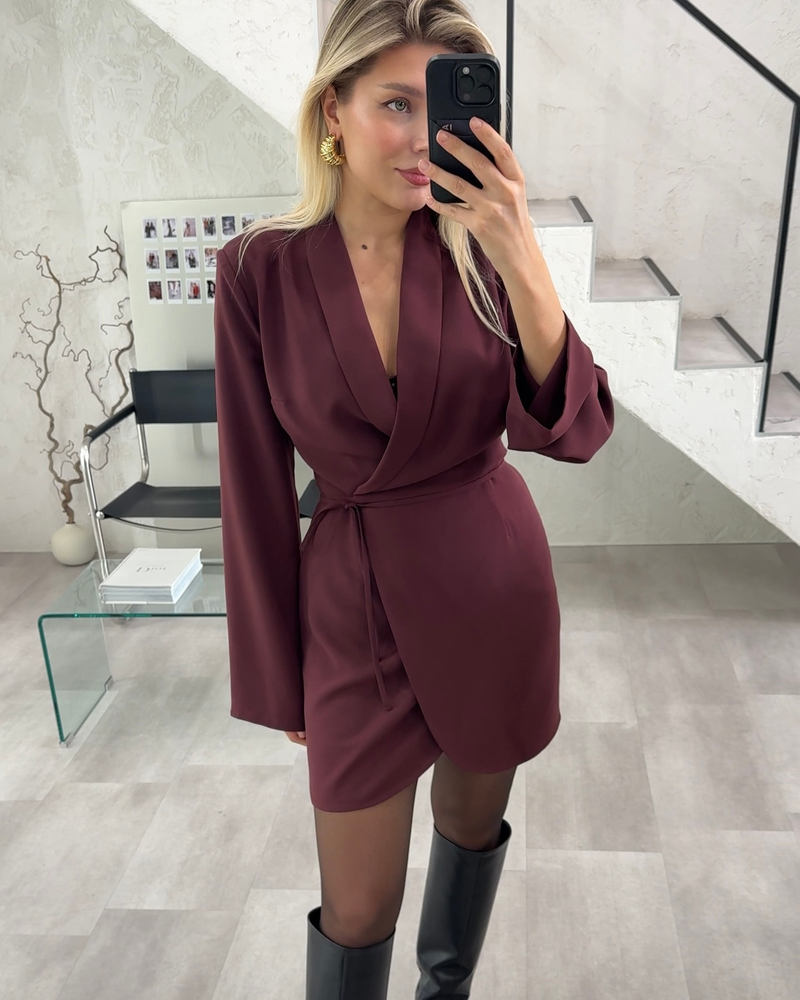 Платье мини на запах с воротником &quot;шаль&quot;