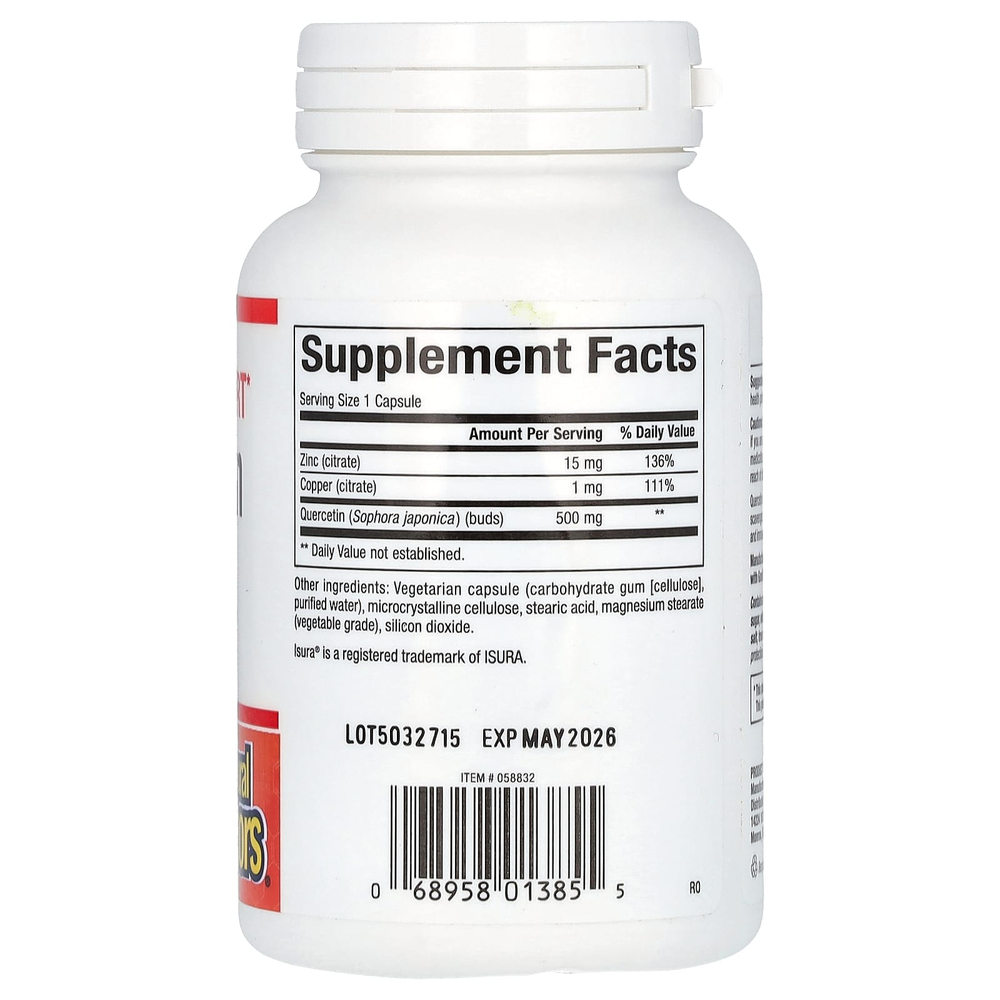 Natural Factors, кверцитин, укрепление иммунитета, 500 мг, 60 вегетарианских капсул
