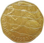 Австрия 5 евро 2004 ''100 лет Футболу'' позолота (UNC)