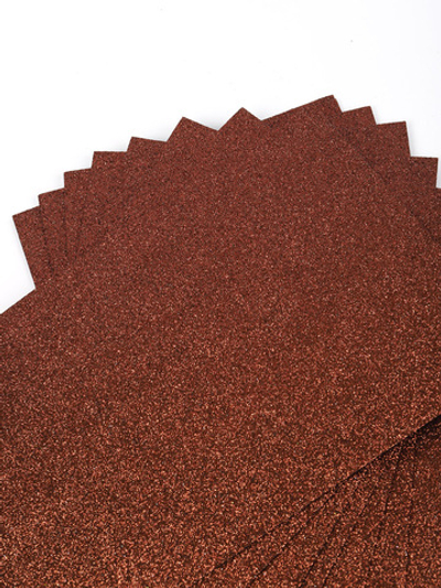 Фоамиран глиттерный, р. 20х30 см, 2 мм, коричневый