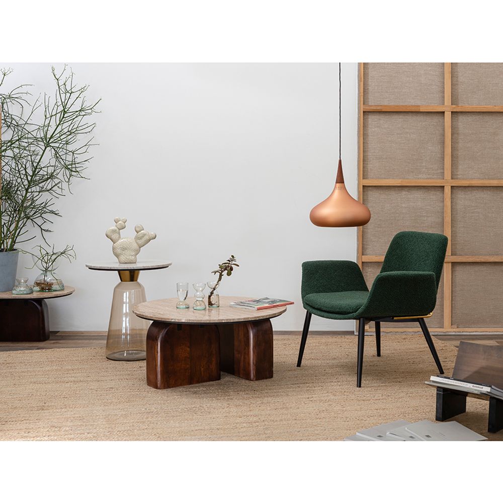 Лаунж-кресло Hilde, букле, темно-зеленое