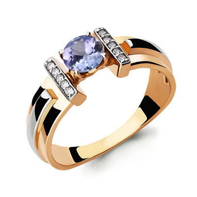 963993Ак Кольцо из Золота с бриллиантами, танзанитом из коллекции "Breeze"