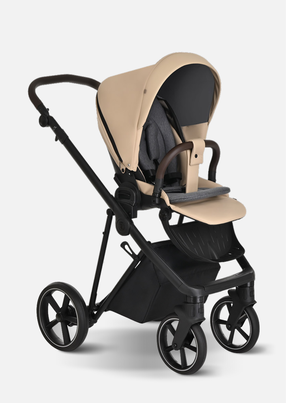 Roan Коляска 2 в 1 Sol Leather Caramel Black Тем.коричневый