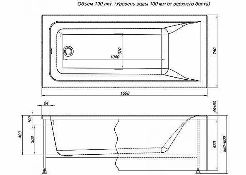 Акриловая ванна Aquanet Bright 170x75 233141 с к/с