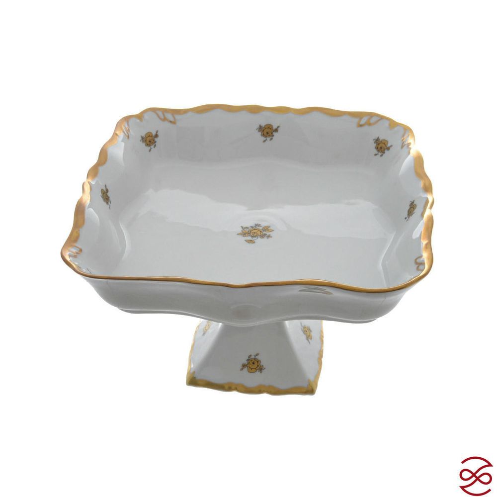 Блюдо квадратное на ножке Queen's Crown Золотая роза 23 см