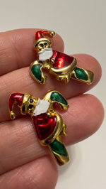 Новогодние серьги пусеты с сантой