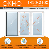 Пластиковое окно 1450 х 2100 ТермА Эко