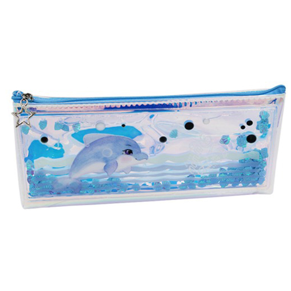 Пенал-косметичка Basir без наполнения, 21*8,5*4 см, серия "Дельфин", с плавающими пайетками, ассорти