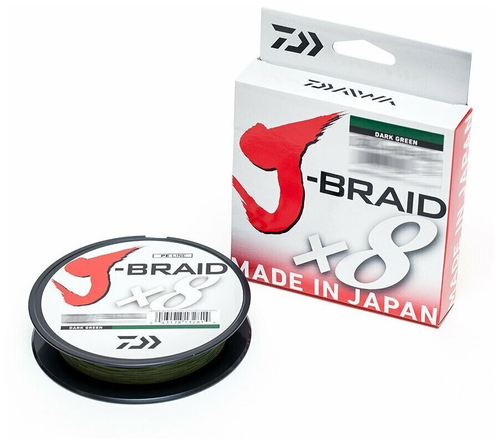 Плетеный шнур Daiwa J-Braid X8 Dark Green 0,10мм 13lb 150м