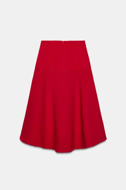 ZARA ЮБКА МИДИ CAPA ZW COLLECTION, КРАСНЫЙ