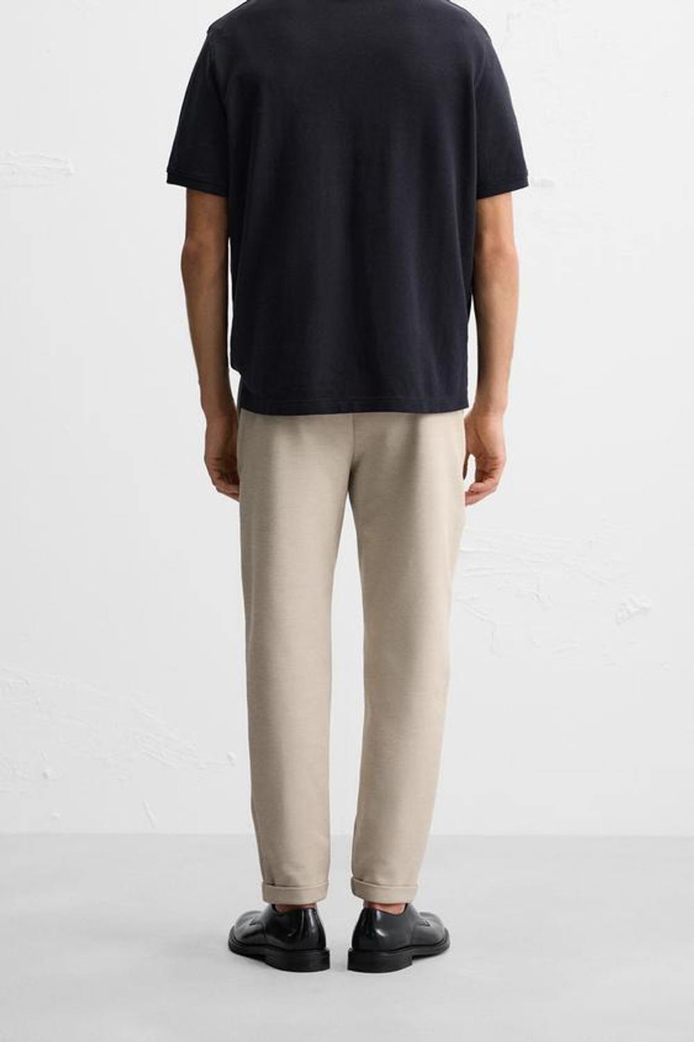 ZARA БРЮКИ EASY CARE С ПОЯСОМ НА ШНУРКЕ, ПЕСОЧНЫЙ