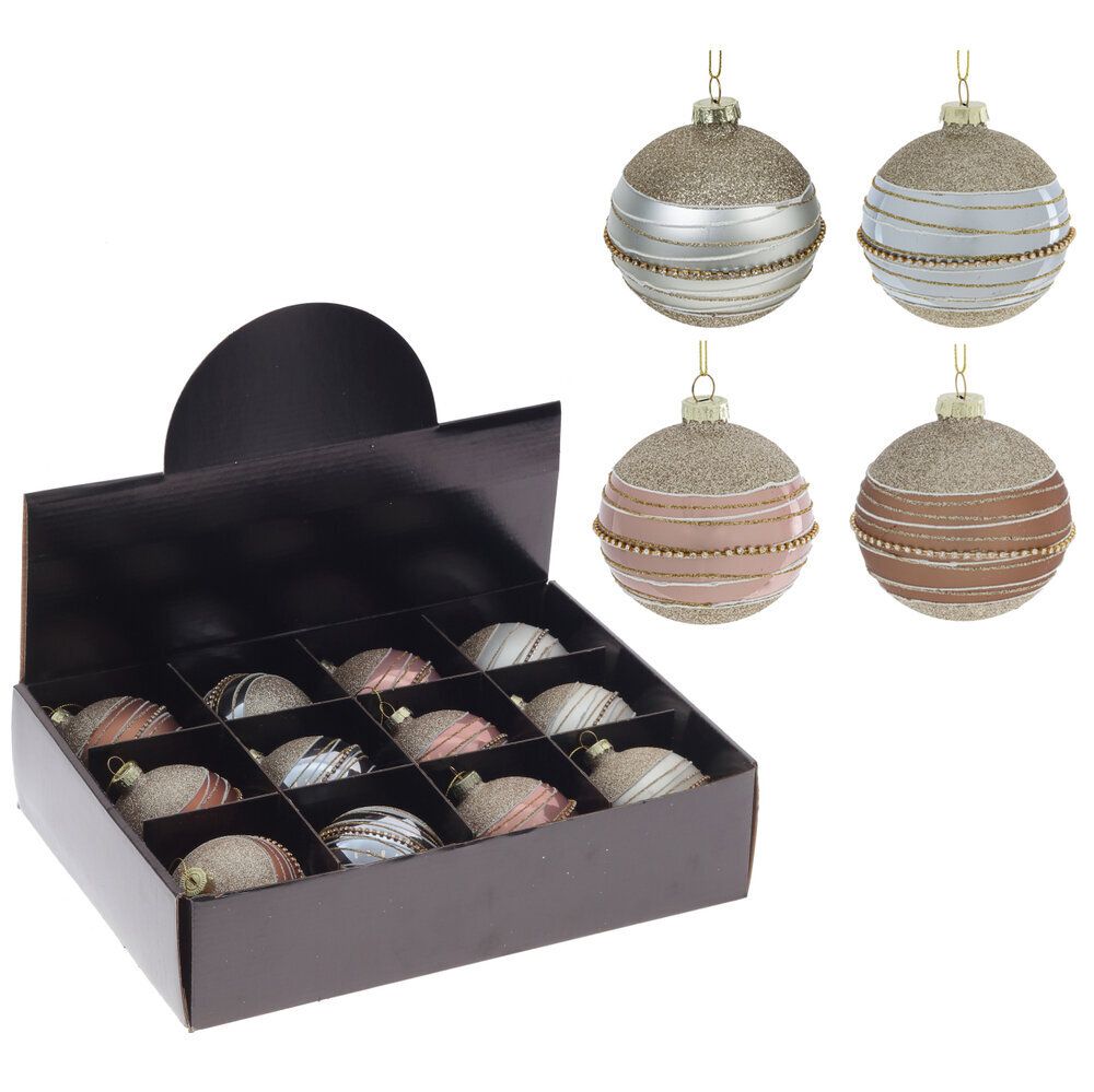 GAEM Набор из 12шт Украшение новогоднее "Шар", D 8 см, L35 W25 H8,5 см