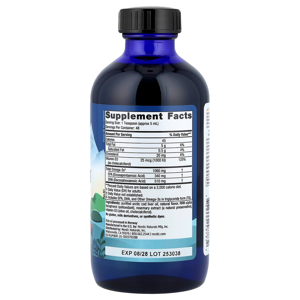 Nordic Naturals, Arctic-D Cod Liver Oil™, со вкусом лимона, 237 мл (8 жидк. унций)
