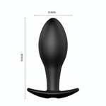 Чёрная анальная пробка с пультом управления - 8,5 см. (Цвет: черный)