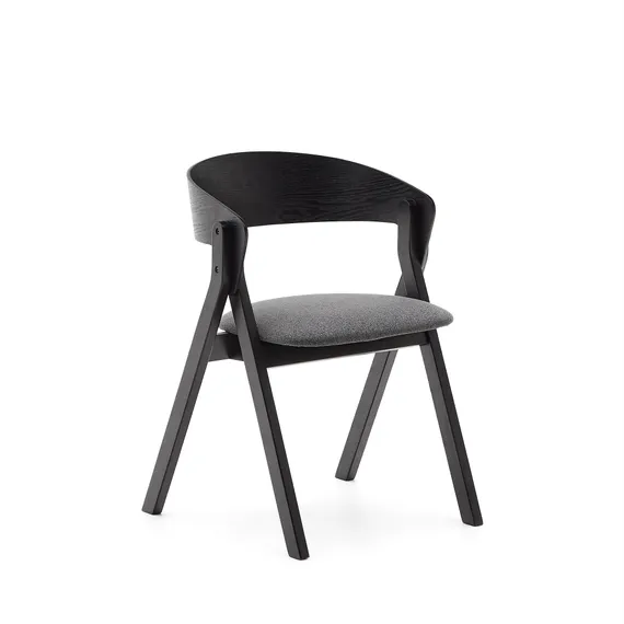 Стул Godia из дерева с черной отделкой и серым шениллом