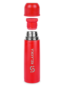 Термос Relaxika 101 (1 литр), красный (стикерпак "Альпинизм")
