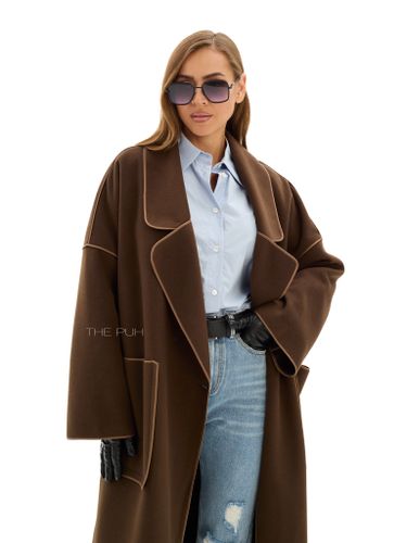 Шоколадное двубортное пальто без подкладки