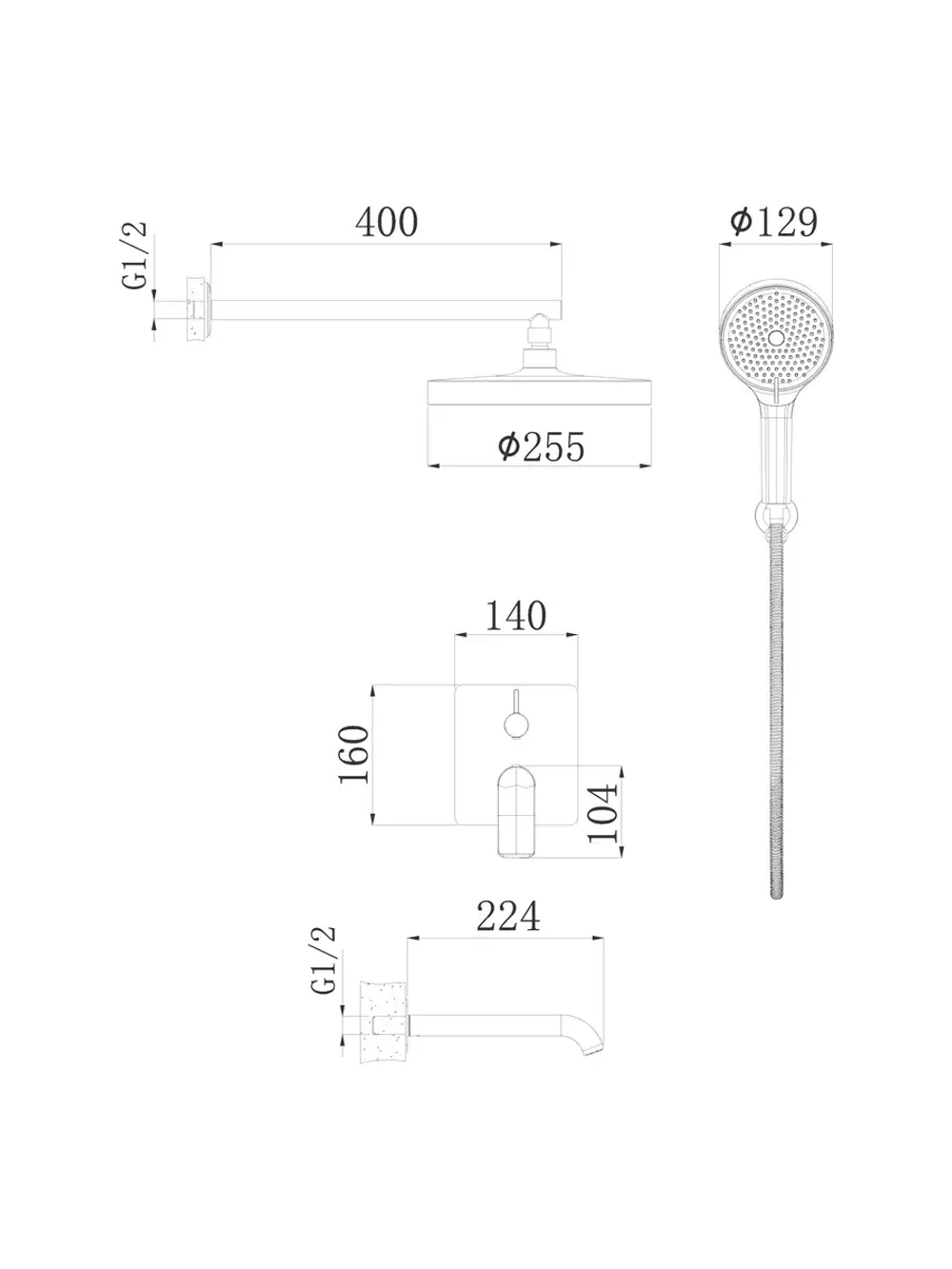 HB80553 Душевая система скрытого монтажа HAIBA