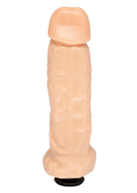 Большая телесная фаллическая насадка на трусики с плугом - 20,5 см. (Цвет: телесный)